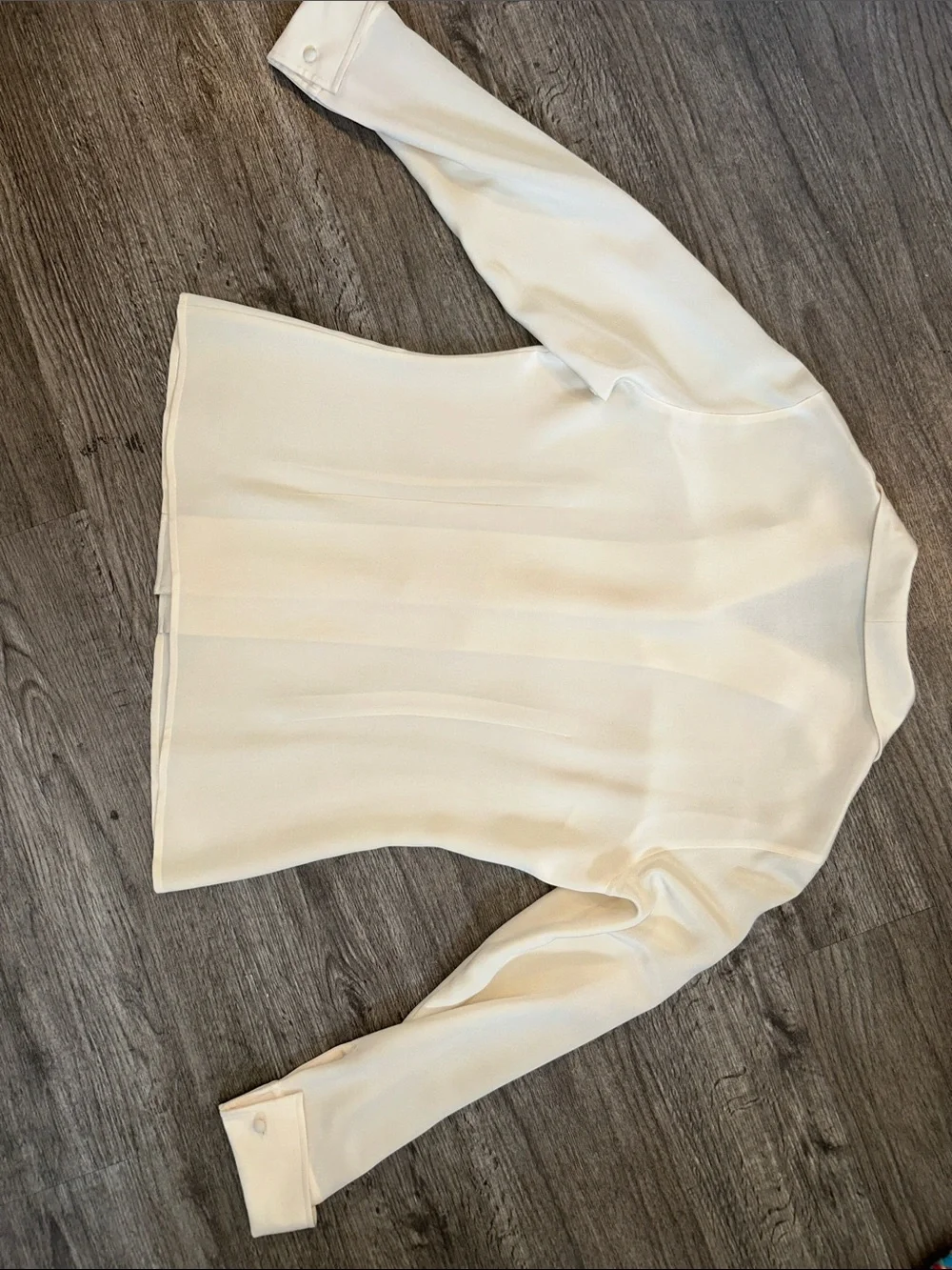 INC 100% Silk Ivory Covered Button Satin Blouse Women’s Size 10 Career